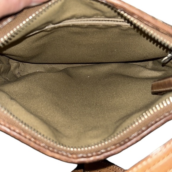 COACH Tan & Brown Signature Mini C Logo Crossbody Shoulder Bag Baguette - Picture 9 of 10